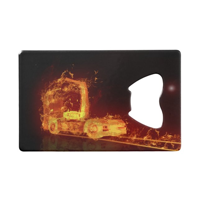 Red Burning Truck in Fire Flames (Front (Horizontal))