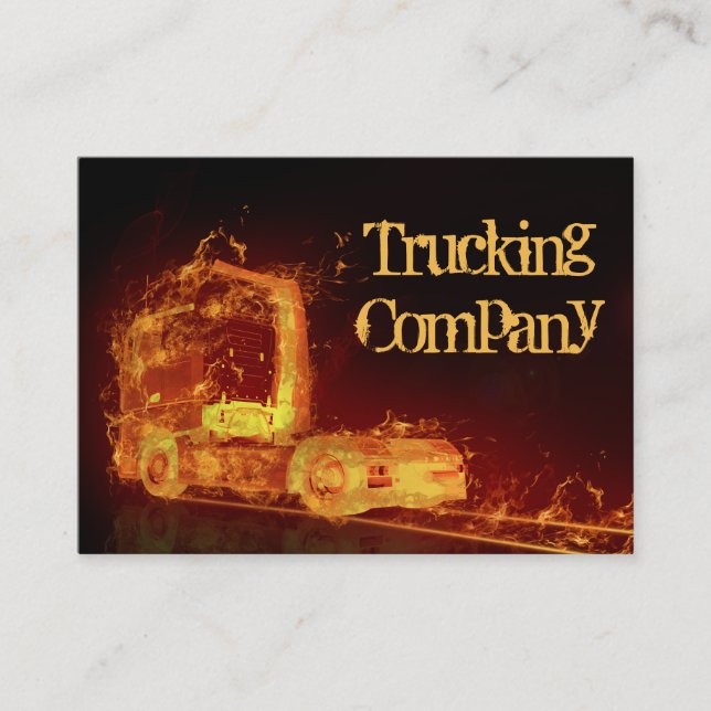 Red Burning Truck in Fire Flames Business Card (Front)