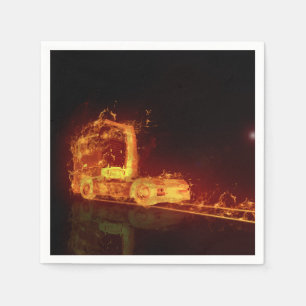 Red Burning Truck in Fire Flames Napkin