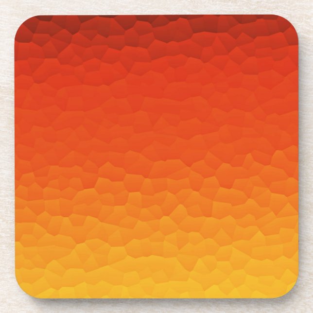 Red Burnt Orange to Gold Ombre Crackle Pattern Coaster (Front)