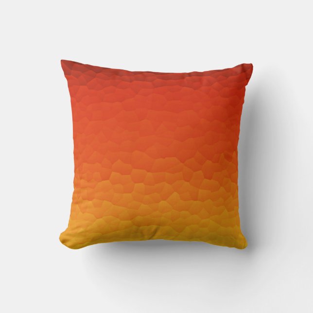 Red Burnt Orange to Gold Ombre Crackle Pattern Cushion (Front)