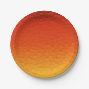 Red Burnt Orange to Gold Ombre Crackle Pattern Paper Plate