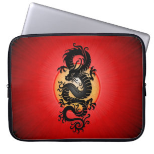 Red Burst Chinese Dragon Laptop Sleeve