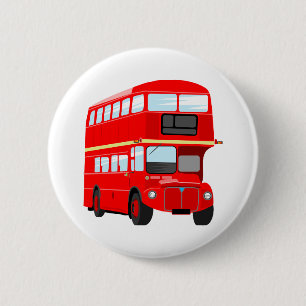 Red Bus 6 Cm Round Badge