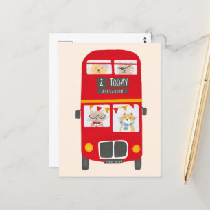 Red Bus Birthday Postcard