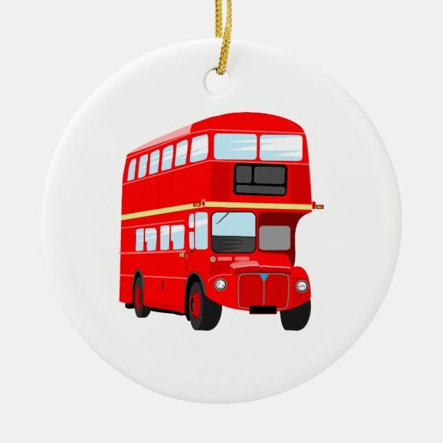 Red Bus Ceramic Tree Decoration (Front)