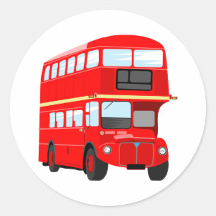 Red Bus Classic Round Sticker