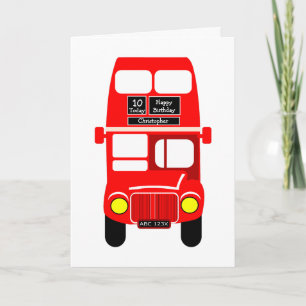 Red Bus Design Birthday Card