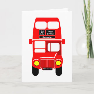 Red Bus Design Birthday Card