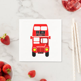 Red Bus Design Birthday Party Napkin