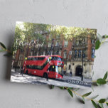 Red Bus in LONDON West End Kensington photography Postcard<br><div class="desc">Double-decker red bus symbol of London UK - bus stop in the West End Kensington Road photography postcard - Sept 2019 - photo by Anka</div>