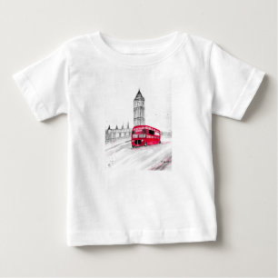 Red bus London vintage watercolor England Baby T-Shirt