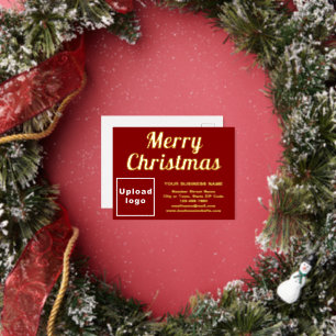 Red Business Brand on Christmas Foil Holiday Postcard