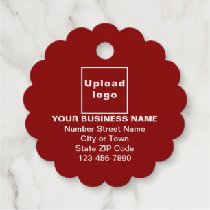 Red Business Brand on Scalloped Round Shape Favour Tags
