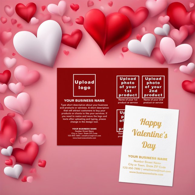 Red Business Brand on Valentine Foil Card (Red business brand with products on Valentine folded foil card.)