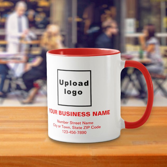 Red Business Brand Texts on Combo Mug (Build brand name awareness. Red and white combo mug with your business brand.)