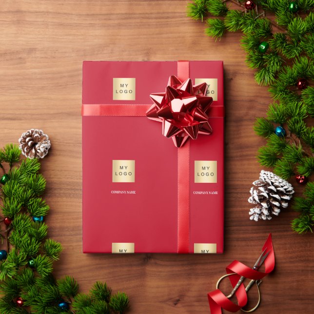 Red business corporate logo wrapping paper (Holiday Gift)