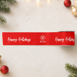 Red Business Logo Branded Christmas Satin Ribbon