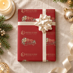 Red business logo Christmas Wrapping Paper