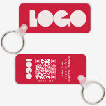 Red Business Logo & QR Code, Company  Horizontal Key Ring<br><div class="desc">Personalised light and waterproof Logo Keychains with a simple minimal design. Add your URL to create QR Code,  logo and text.</div>