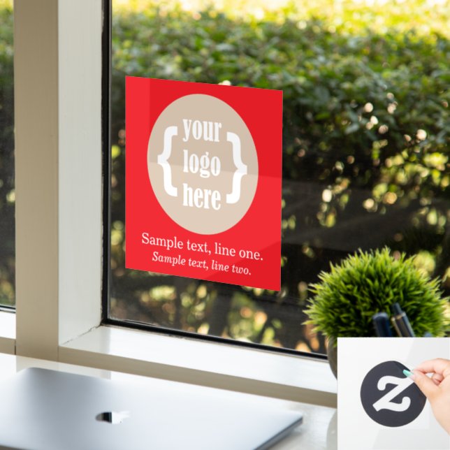 Red Business Logo Sign Display w/ Tagline (Office)
