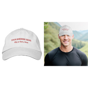 Red Business Name on Adjustable Black Embroidered Hat