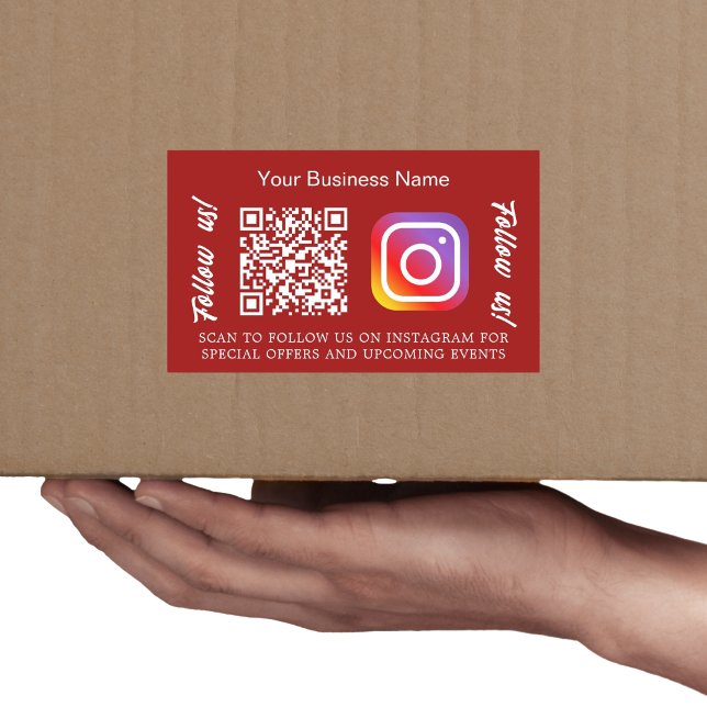 Red business name qr code Instagram Rectangular Sticker (Creator Uploaded)