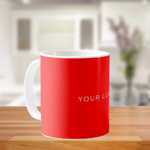 Red business rectangular logo coffee mug