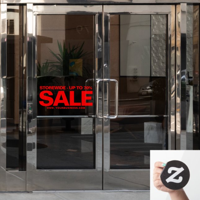 Red Business Website Address Simple Sale Window Cling (Office Door)