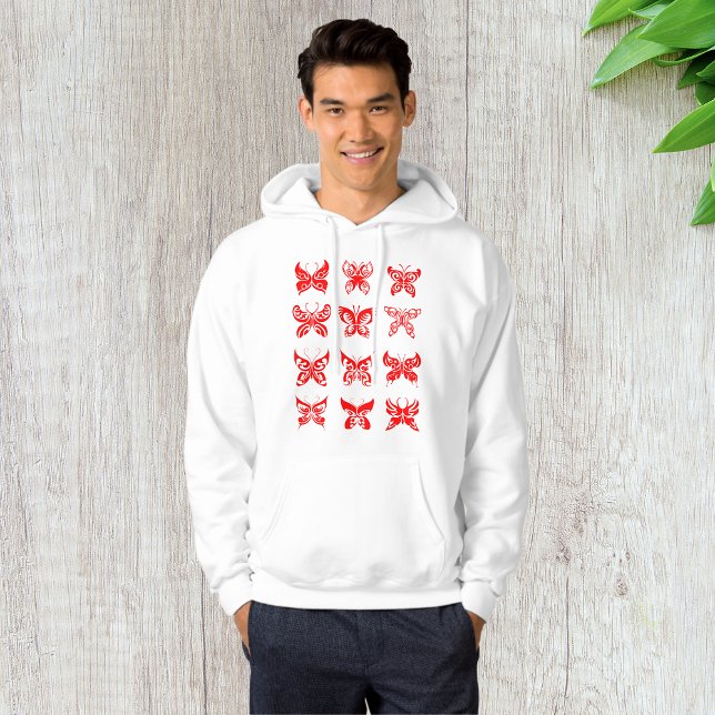 Red Butterflies Mens Hoodie (Creator Uploaded)