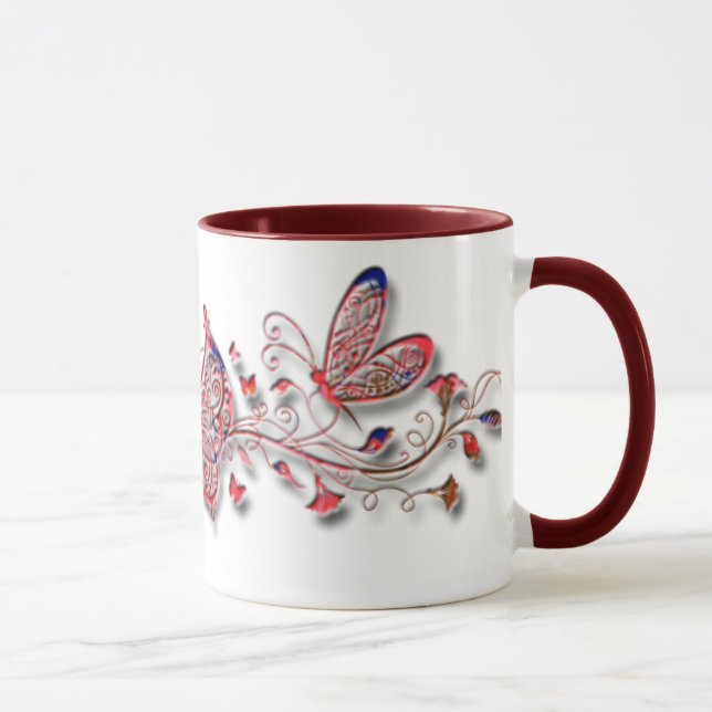 Red Butterflies Mug (Right)