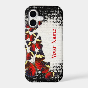 Red butterflies on black lace