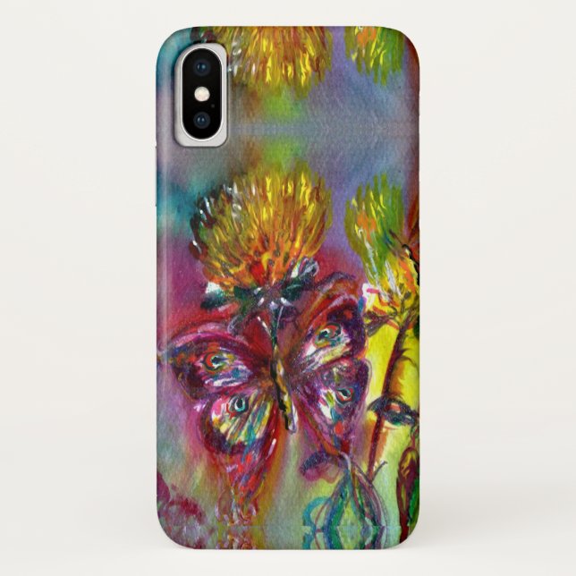 RED BUTTERFLIES ON YELLOW THISTLES,BLUE SKY Floral Case-Mate iPhone Case (Back)