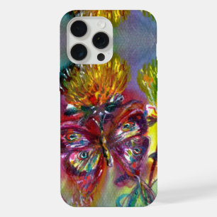 RED BUTTERFLIES ON YELLOW THISTLES,BLUE SKY Floral iPhone 15 Pro Max Case