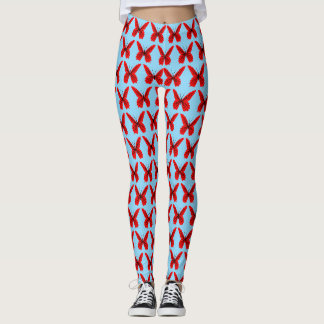 Red Butterflies You Choose Background Colour Leggings