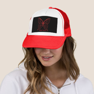 Red Butterfly Add Text Printed Cute Beautiful-Cap  Trucker Hat