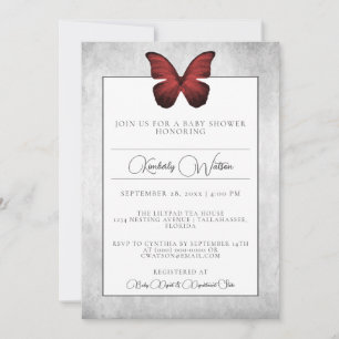 Red Butterfly Baby Shower Invitation