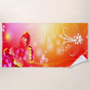Red Butterfly Beach Towel