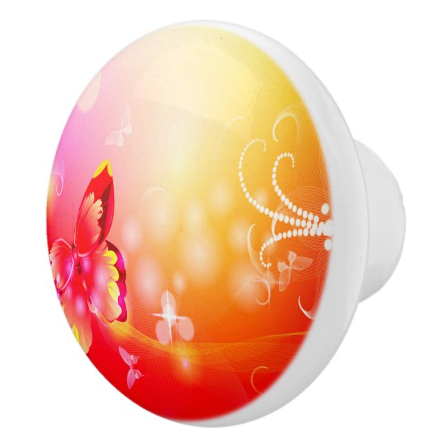 Red Butterfly Ceramic Knob (Right)