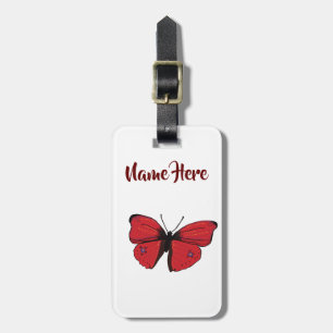 Red Butterfly Drawing Luggage Tag