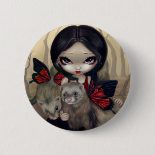 "Red Butterfly Ferrets" Button