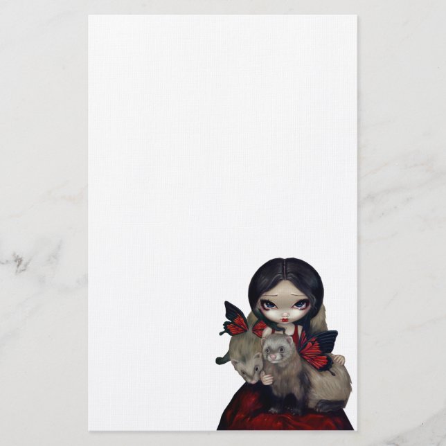 Red Butterfly Ferrets gothic fairy Stationery (Front)