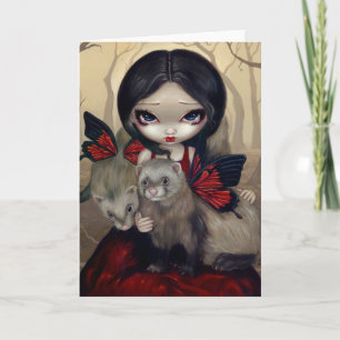 "Red Butterfly Ferrets" Greeting Card