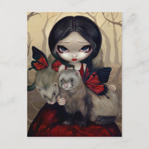 "Red Butterfly Ferrets" Postcard