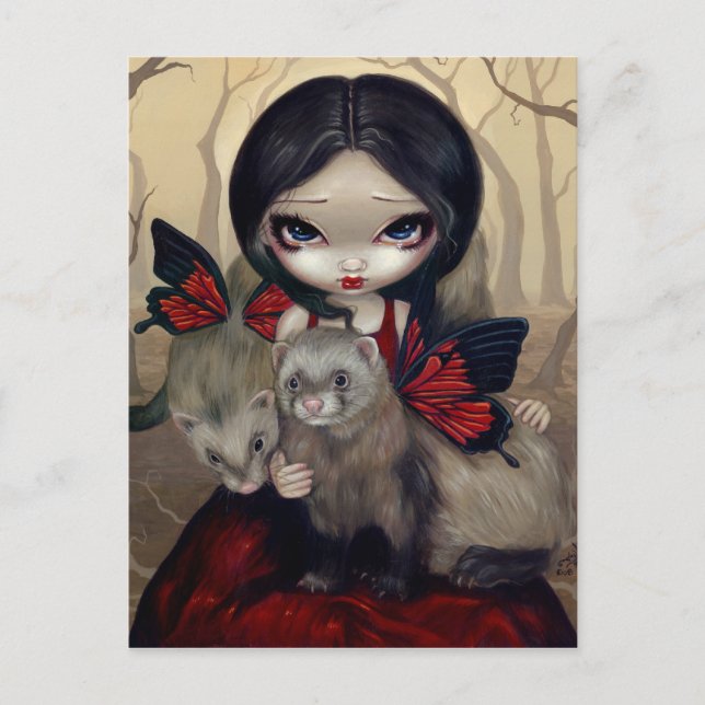 "Red Butterfly Ferrets" Postcard (Front)