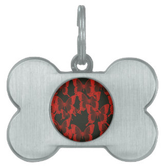 red butterfly from dark night  background pet ID tag