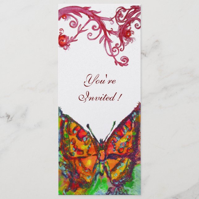 RED BUTTERFLY Gold Yellow Floral White Programme (Front)