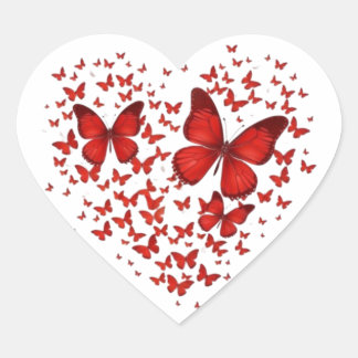 Red Butterfly Heart – A Symbol of Passion and Love Heart Sticker
