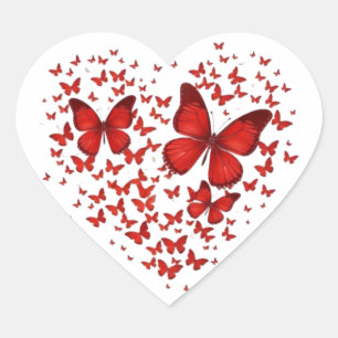 Red Butterfly Heart – A Symbol of Passion and Love Sticker