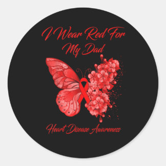 Red Butterfly Heart Disease Awareness Classic Round Sticker